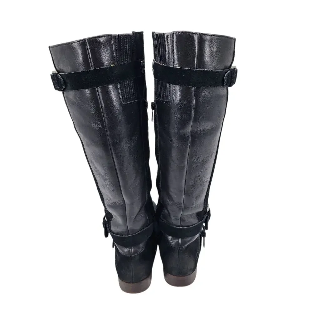 UGG Australia Black Suede Leather Shearling Cydnee Knee High Riding Boots Sz 8.5